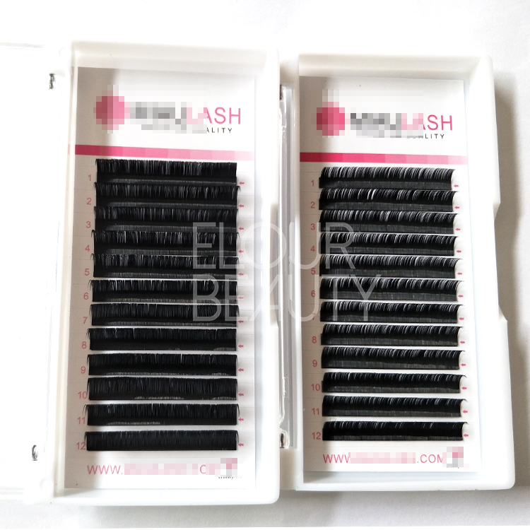 Premium soft cashmere ellipse flat lash extension double tips wholesale  EL81